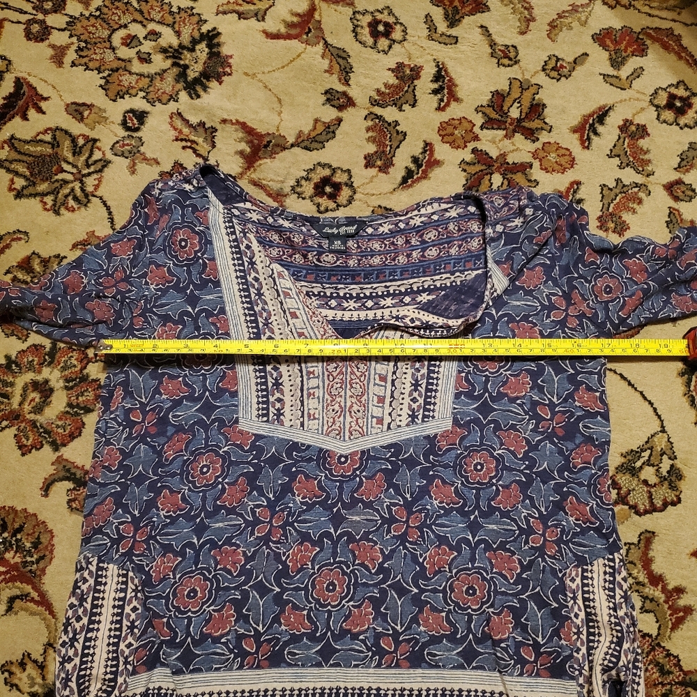 Lucky Brand Floral Woodblock Print Peasant Blouse - Picture 14 of 16